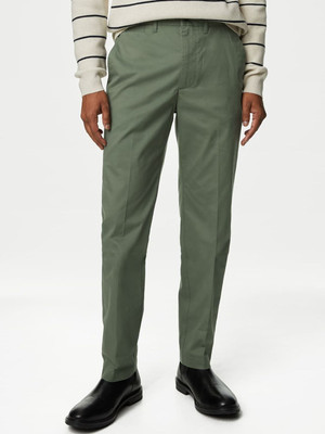 MARKS & SPENCER Regular Fit Men Green Trousers