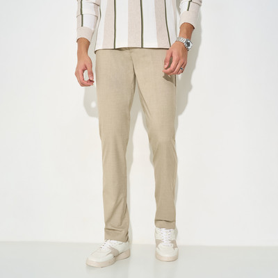 Peregrine by Pantaloons Slim Fit Men Brown Trousers