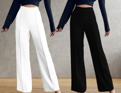 Kintu Parantu Regular Fit Women White, Black Trousers