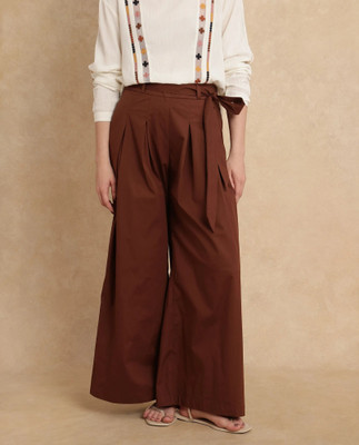 RAREISM Flared Women Brown Trousers