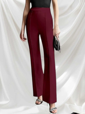 SHAHVEER CREATION Relaxed Women Maroon Trousers