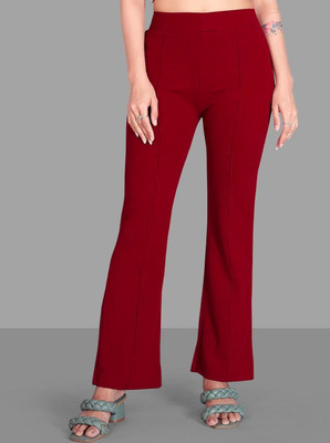 Smartvision Regular Fit Women Maroon Trousers