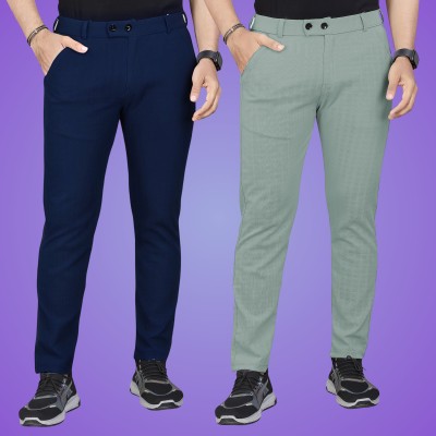 GIBBONTE Regular Fit Men Light Green, Blue Trousers