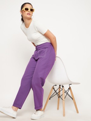 WineRed Regular Fit Women Purple Trousers