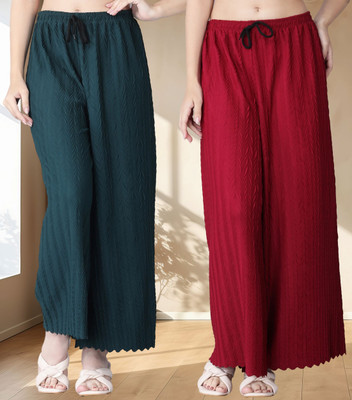 KWSH Regular Fit Women Maroon, Green Trousers