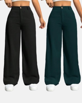 NUCOUTHS the style you love Regular Fit Women Black, Green Trousers