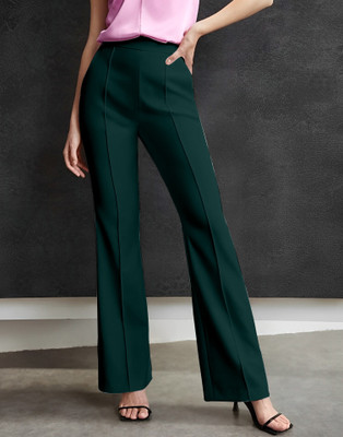 HouseOfCommon Regular Fit Women Dark Green Trousers