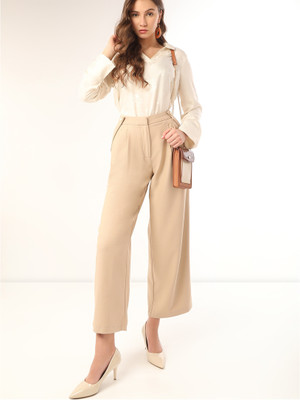 VERO MODA Relaxed Women Beige Trousers