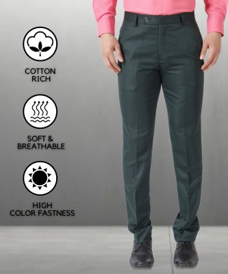 SYLZON Slim Fit Men Dark Green Trousers