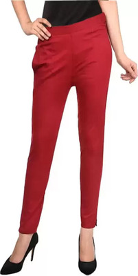 Shri Hub Regular Fit Women Maroon Trousers