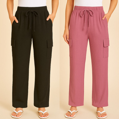 Uniqvibs Regular Fit Girls Black, Pink Trousers