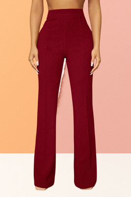 SKD TRENDZ Comfort Fit, Regular Fit Women Maroon Trousers