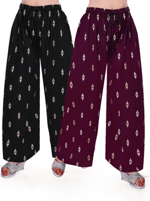 JUNAID COLLECTION Relaxed Women Black, Purple Trousers