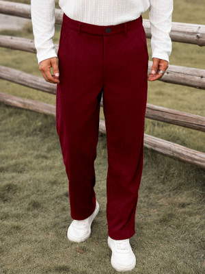 Rajovati Slim Fit Men Maroon Trousers