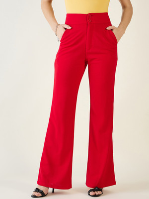 AAYU Regular Fit Women Red Trousers