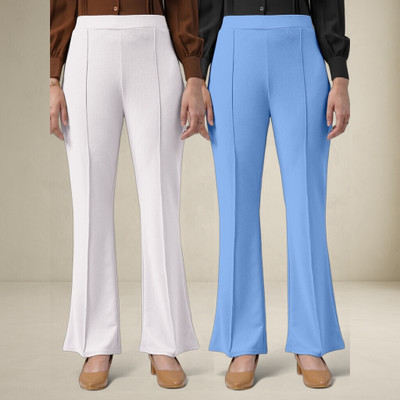 nitafashion Comfort Fit, Regular Fit Women White, Light Blue Trousers