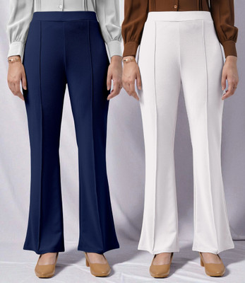GATIMAN Regular Fit Women White, Blue Trousers