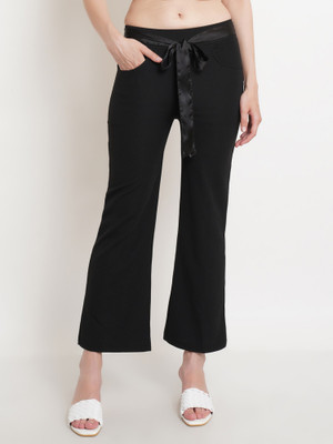 POPWINGS Regular Fit Women Black Trousers