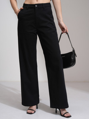 Tokyo Talkies Flared Women Black Trousers