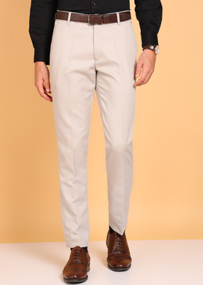 CYPHUS Slim Fit Men Cream Trousers