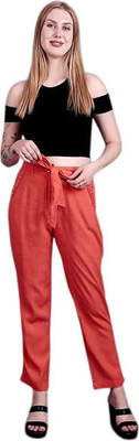 POSHWAVE Comfort Fit Women Orange Trousers