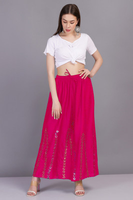 MIXOF Flared Women Pink Trousers