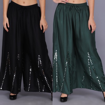 DV CREATIONS Loose Fit Women Black, Green Trousers