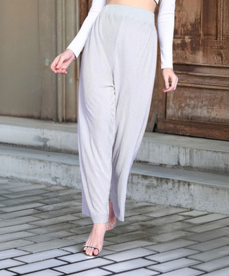 POPWINGS Relaxed Women White Trousers
