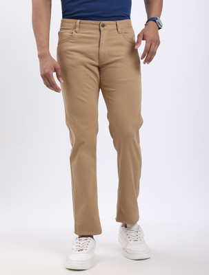 INDIAN TERRAIN Slim Fit Men Khaki Trousers