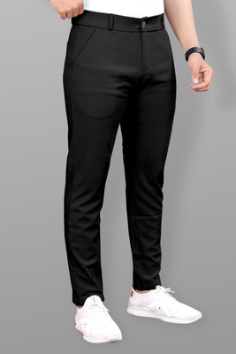 COMBRAIDED Slim Fit Men Black Trousers