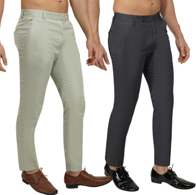 Marky fashion hub Regular Fit Men Light Green, Grey Trousers