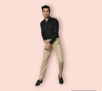 PS Veesha Regular Fit Men Beige Trousers