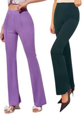 TOLIKE Flared Women Purple, Green Trousers