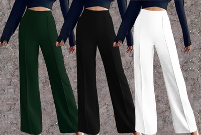 Parona Regular Fit Women Green, Black, White Trousers
