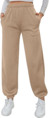 CLOTHINK India Regular Fit Women Beige Trousers