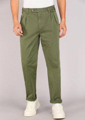 Louis Philippe Jeans Relaxed Men Dark Green Trousers