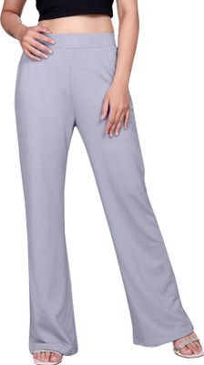 KNOVA Flared Women Grey Trousers