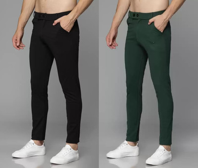 Zarafit Slim Fit Men Black, Dark Green Trousers