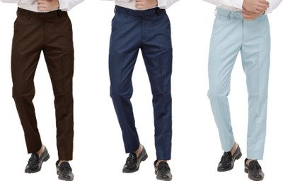 LAHSUAK Regular Fit Men Brown, Blue, Light Blue Trousers