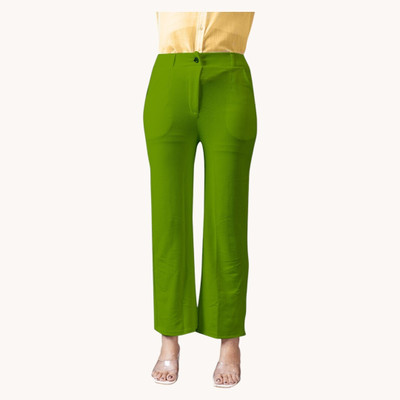 High Glitz Regular Fit Women Green Trousers