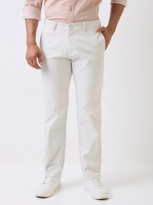 Spykar Relaxed Men White Trousers