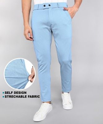 INDICLUB Slim Fit Men Light Blue Trousers