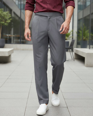 BEWAKOOF Regular Fit Men Grey Trousers