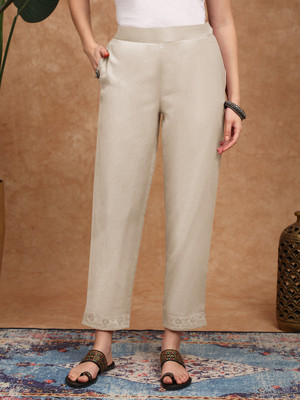 Globus Straight Fit Women White Trousers