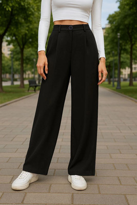 Denimix Flared Women Black Trousers