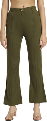 beSOLID Regular Fit Women Green Trousers