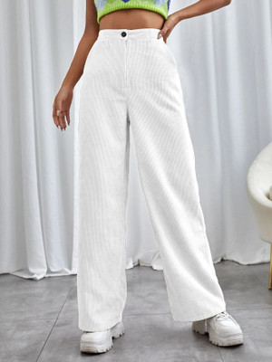 Rajovati Slim Fit Women White Trousers