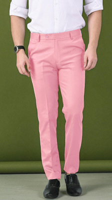 LookMakers Regular Fit Men Pink Trousers