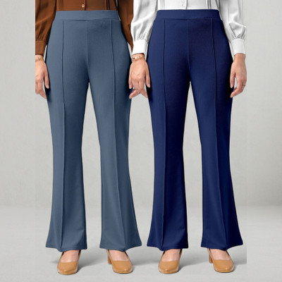 jenile stoor Loose Fit Women Grey, Dark Blue Trousers