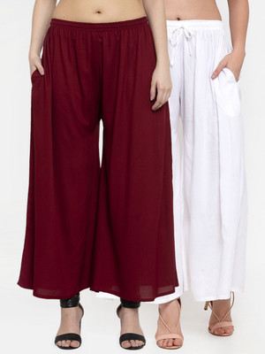 MIAZ LIFESTYLE Relaxed Women Maroon, White Trousers
